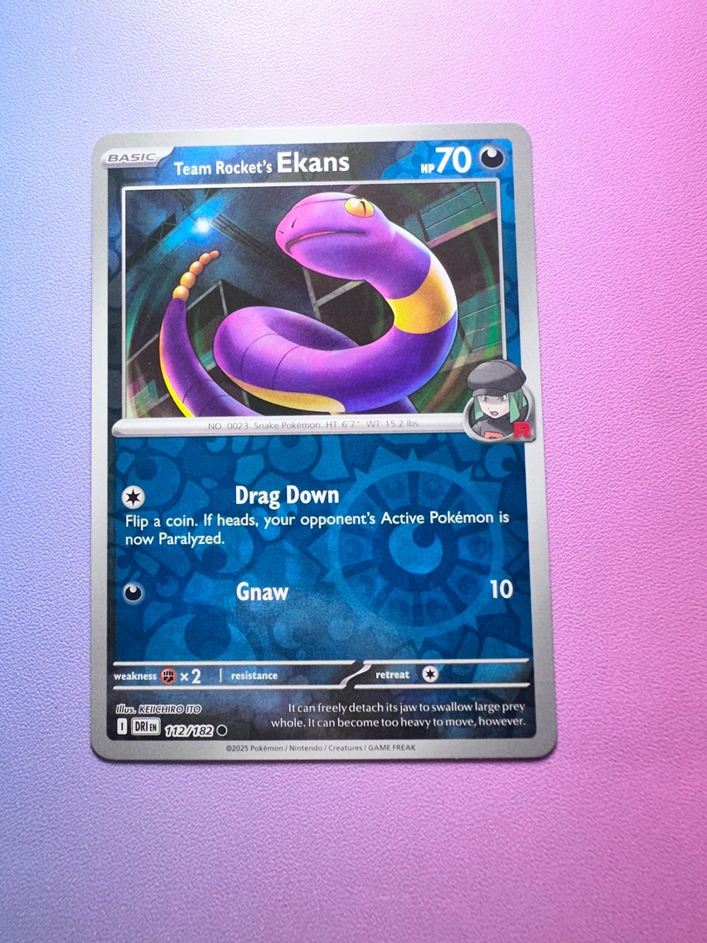 team rocket’s ekans [reverse holo] - 112/182 (common) — pokemon: destined rivals